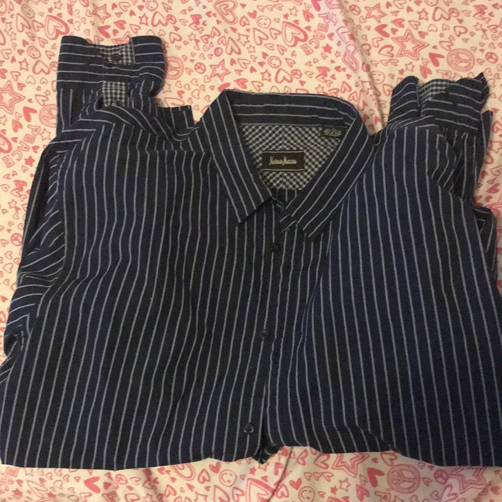 Classic Neiman Marcus Blue w Gray Pin Stripes XL